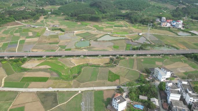 乡村道路交通铁路沿线田地土地农业农田