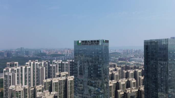 4K航拍中国人寿财险大厦大楼