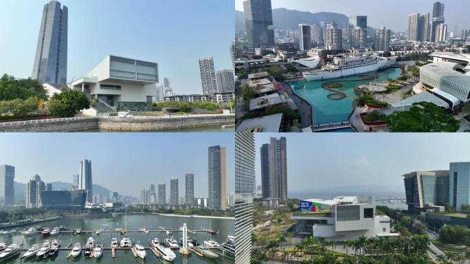 4K 航拍深圳海上世界文化艺术中心多角度