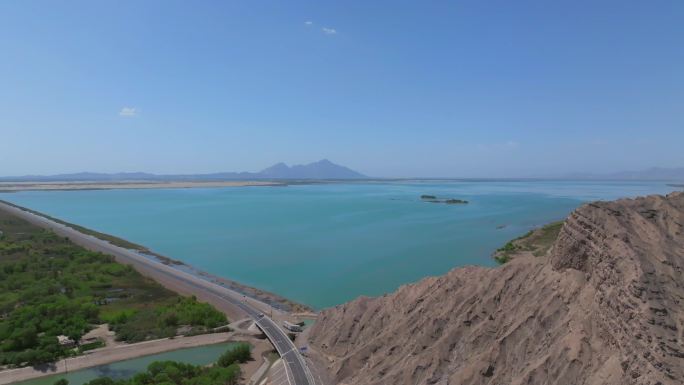 新疆图木舒克市永安湖风景航拍