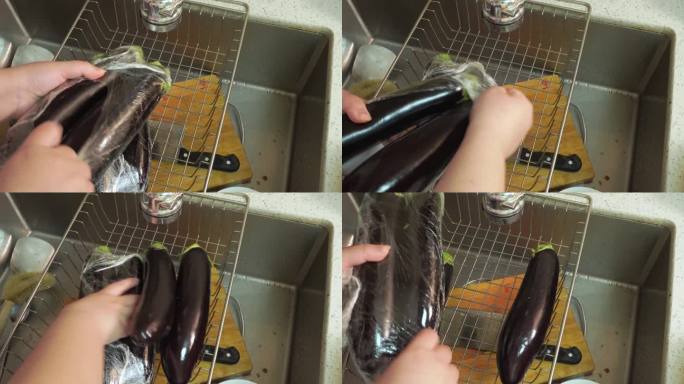 洗碗池洗长茄子 (2)
