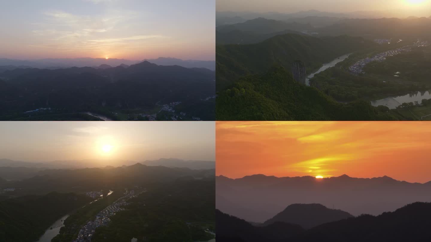 【4k合集】航拍夕阳与大山