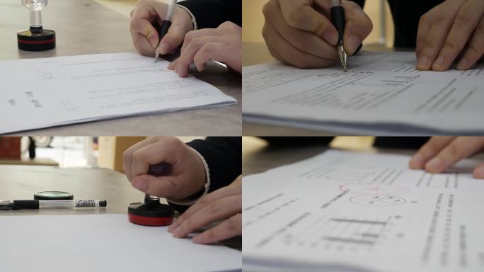 商务人士审核合同签字盖章视频素材