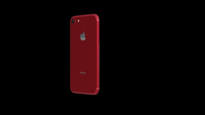 苹果iPhone 7红色手机旋转透明背景