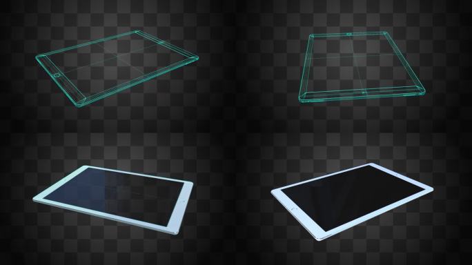 3D全息幻影成像 科技线框平板 三维动画
