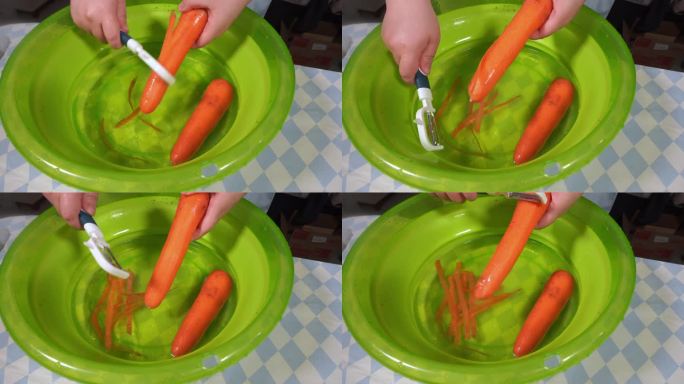 削皮刀给胡萝卜去皮 (1)