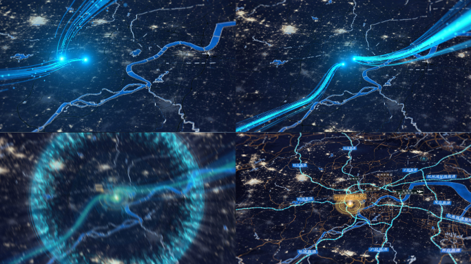 杭州地图高端夜景质感AE模板