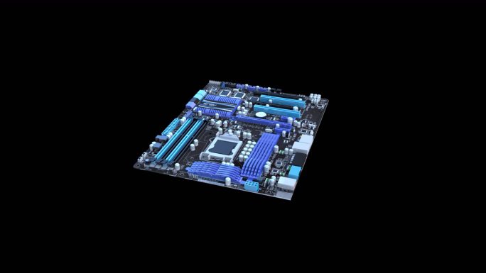 【带通道】3D三维动画 电路板电子芯片