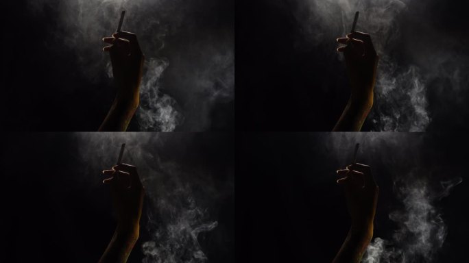 一只手叼着香烟烟雾慢镜头1