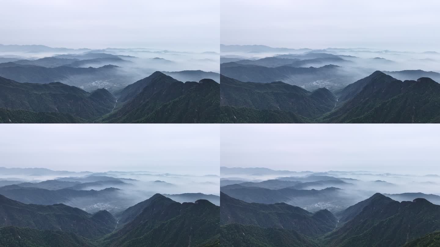 早晨桂林兴安华南第一峰猫儿山上的云和雾