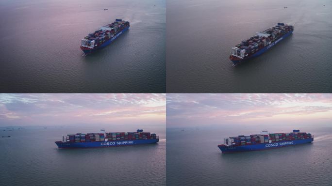 货轮行驶在大海南沙港广州港