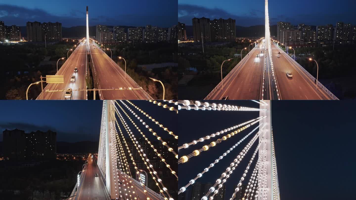 城市 夜景 拉力桥
