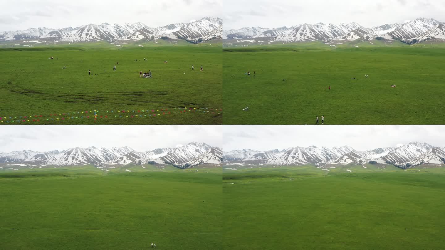 航拍新疆伊犁那拉提空中草原风光
