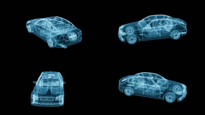 科技线框汽车旋转全息4