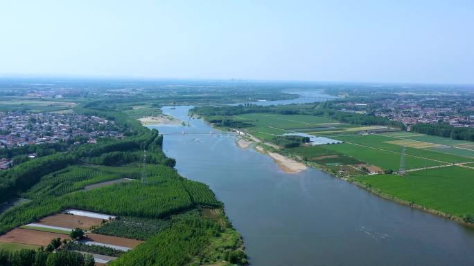 航拍临沂市沂河新区沭河风景