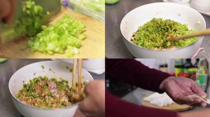 包饺子，芹菜饺子，剁馅儿，切菜，饺子馅