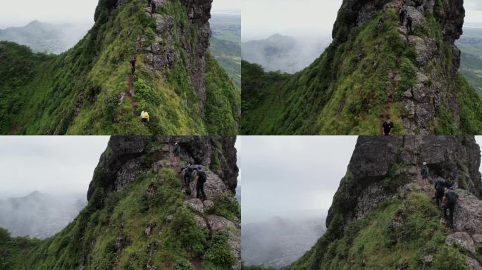 攀登险峻的山峰