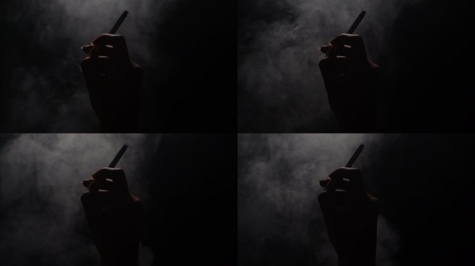 一只手叼着香烟烟雾慢镜头6