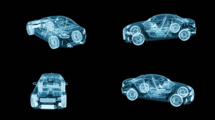 科技线框汽车旋转全息2