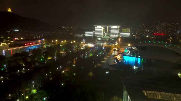 湖州 湖州博物馆夜景 长兴路 湖州大剧院