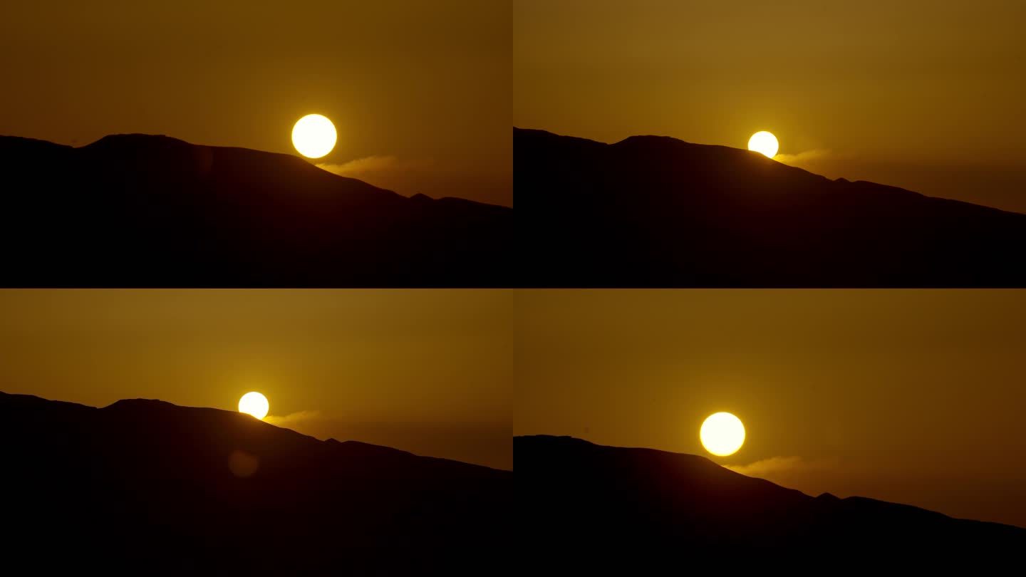 日出山脉 初升的太阳  长焦航拍 压缩感