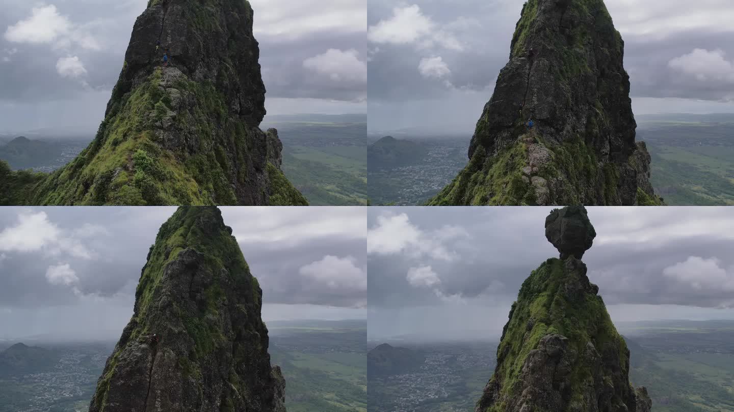 攀登险峻的人形山峰