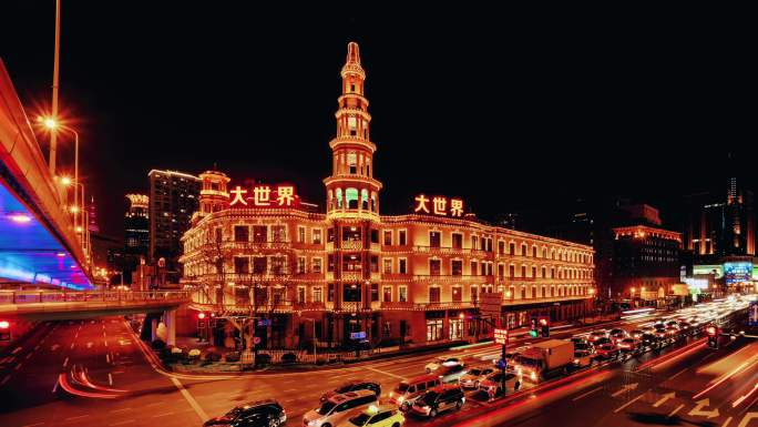 上海夜景延时素材