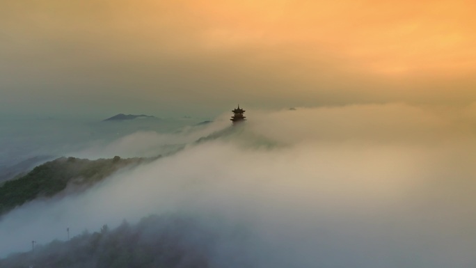 杭州半山风景区望晨阁航拍