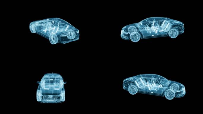 科技线框汽车旋转全息1