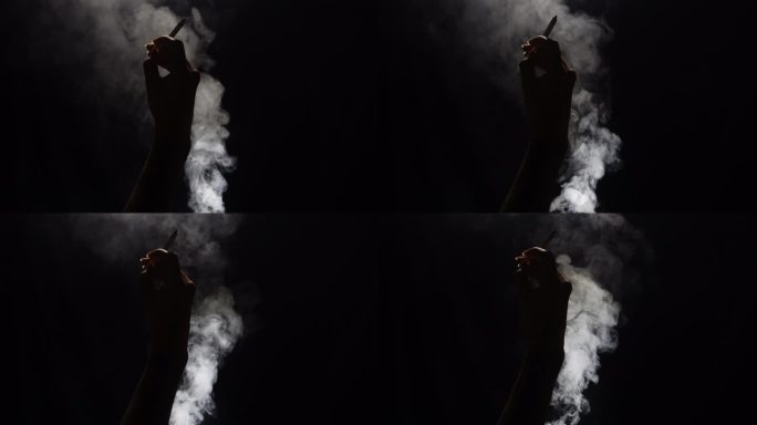一只手叼着香烟烟雾慢镜头2