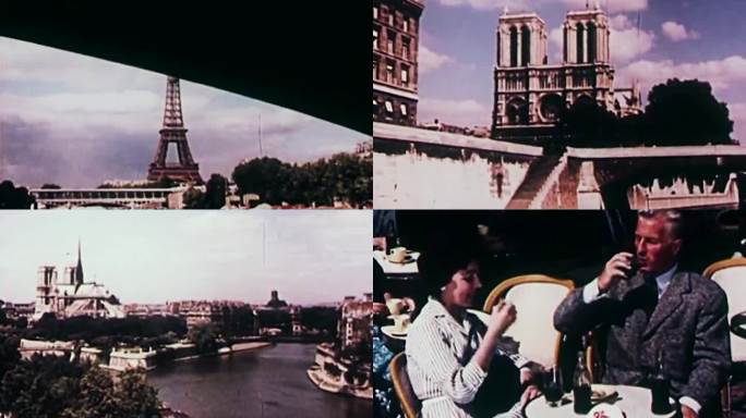50年代巴黎塞纳河埃菲尔铁塔