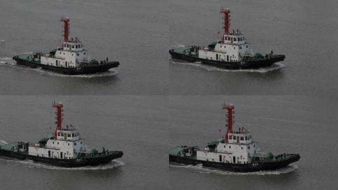 4K原素材-上海黄浦江、站在船头的男人
