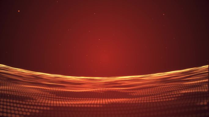 4K动态红色背景粒子波浪年会舞台背景视频