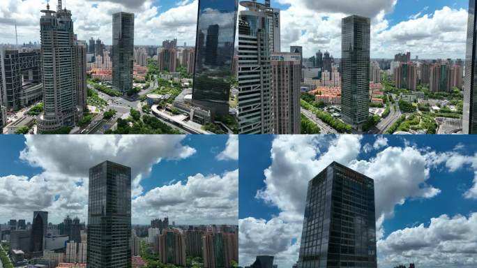 4K原素材-航拍上海陆家嘴，21世纪大厦