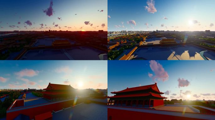 北京故宫古建筑清晨日出延时摄影