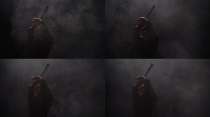 一只手叼着香烟烟雾慢镜头8