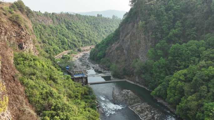 航拍腾冲龙江河峡谷自然