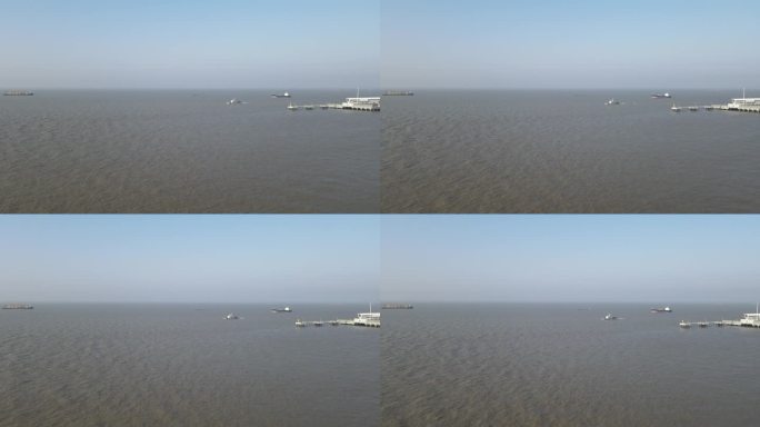 上海宝山区长江入海口4K航拍原素材