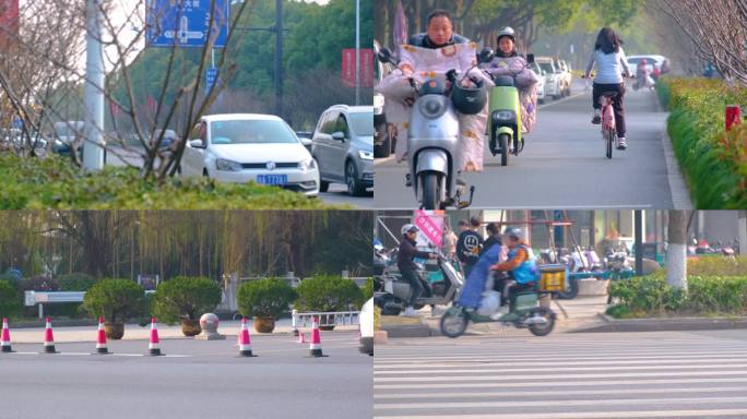 忙碌城市马路上班下班高峰期车流人流城市景