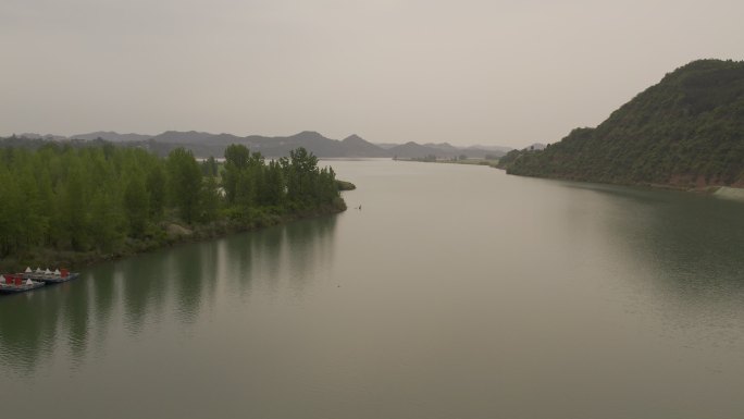 航拍乡村河流江面水面丨HLG原素材