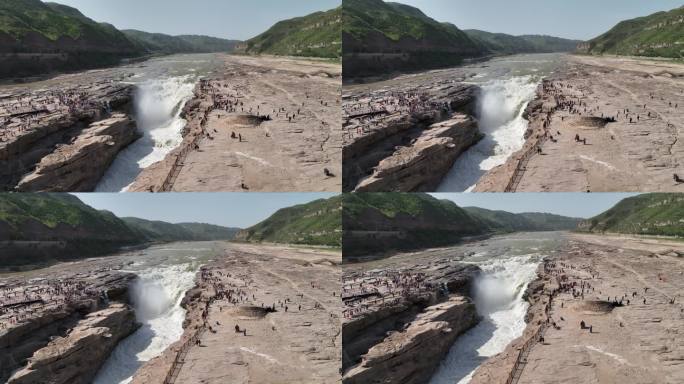 黄河水壶口瀑布彩虹山河河奔腾河流长江