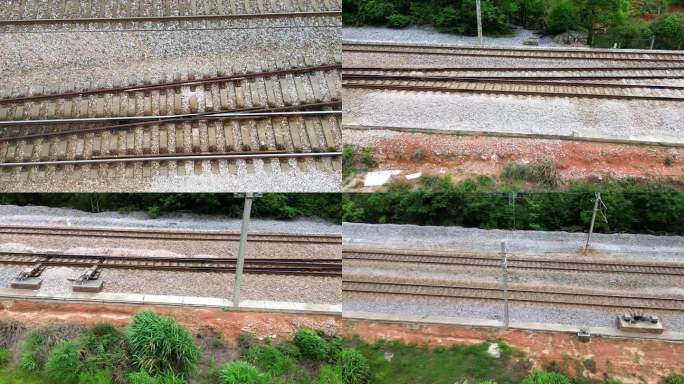 航拍铁路铁道-横向拍摄
