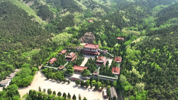 航拍山东烟台龙口南山景区南山禅寺