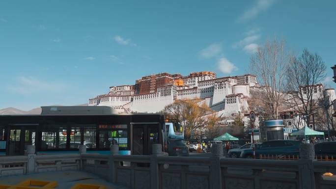 西藏旅游风光拉萨布达拉宫排队游客