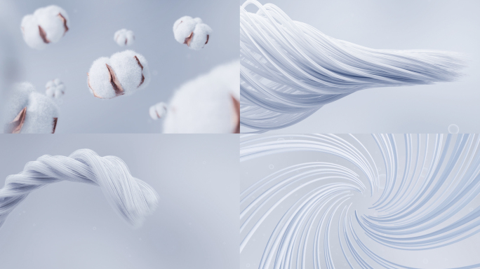 棉花棉丝纤维生长布料编织三维动画面料纺织