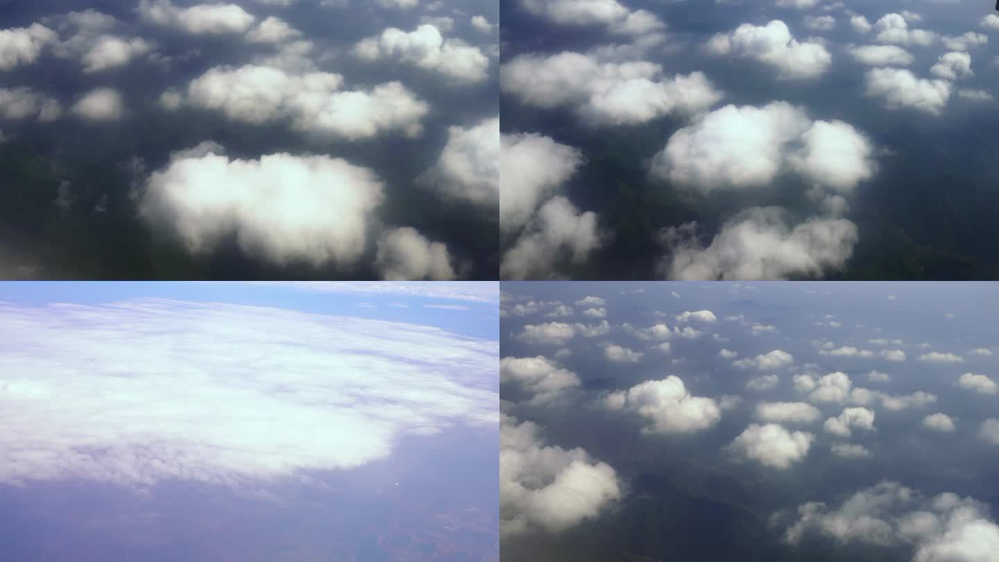 从飞机上鸟瞰大地山川拍摄蓝天白云云层飞翔