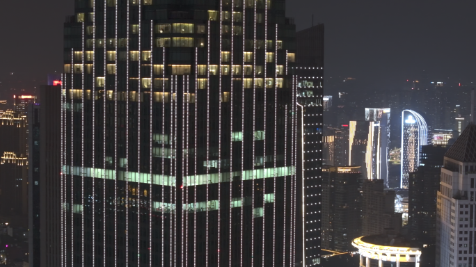 武汉民生银行大厦夜景航拍