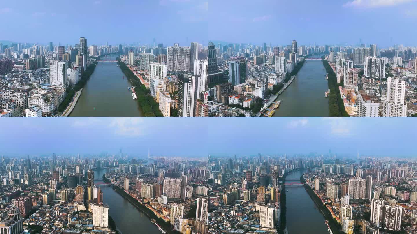 广州珠江两岸 江景延时航拍大景