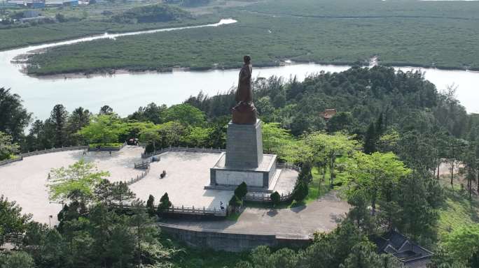 航拍钦州仙岛公园孙中山