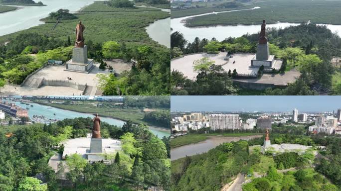 航拍钦州仙岛公园孙中山